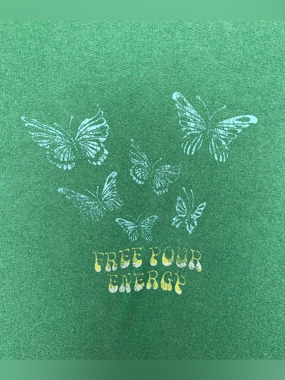 Preloved BDG by Urban Outfitters Green “Free Your Energy” Graphic Hoodie - M/L - Picture 4 of 9